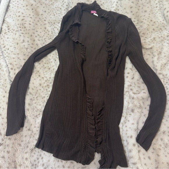 Y2K Brown Ruffled Cardigan - Picture 8 of 11